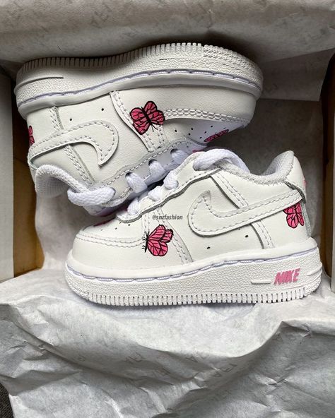 Custom Air Force 1 Pink, Air Force 1 Pink, Custom Baby Shoes, Luxury Baby Clothes, Custom Air Force 1, Custom Nike, Cute Nike Shoes