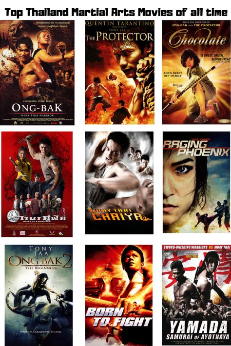 Top Thai Martial arts movies of all time. Ong-Bak: Muay Thai Warrior (2003), The Protector 2(2013), Challenge Hain kya Dum/Chocolate (2008), Monkey Twins(2016), Muay Thai Chaiya(2007), Raging Phoenix (2009), Ong Bak 2: The Beginning(2008), Born to Fight (2004), Yamada: The Samurai of Ayothaya(2010). Tony Jaa Muay Thai, Basic Muay Thai Moves, Muay Thai Vs Karate, Kung Fu Movie Posters, Tony Jaa, Martial Arts Gif, Movie Action, Muay Thai Kicks, Best Martial Arts