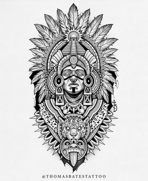 Maya Art Drawing, Aztec Warrior Tattoo Sleeve, Guerrero Maya Tattoo, Mayan Animals, Mayan Tattoos Sleeve, Mayan Tattoos Men, Maya Tattoo Mayan Symbols, Aztec Gods Tattoo, Aztec Sun Tattoo