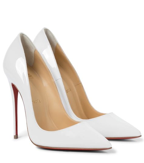 Christian Louboutin - So Kate 120 patent leather pumps | Mytheresa White Louboutin Heels, White Louboutin, Fancy Flats, Christian Louboutin So Kate, Designer Pieces, So Kate, Louboutin Heels, White Heels, Patent Leather Pumps