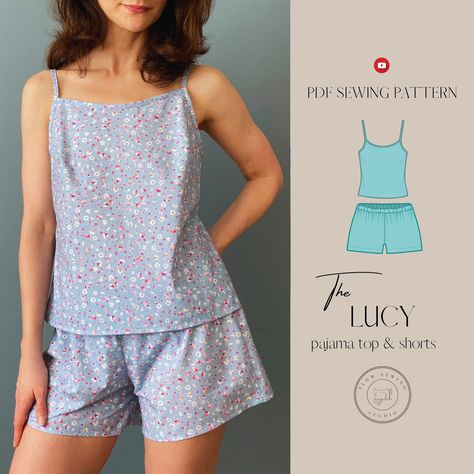 Sleepwear Women Nightwear, Women Nightwear Dresses, Sew Pants, Shorts Pattern Free, Pajama Pattern, Sewing Projects Clothes, Free Silhouette, Trendy Sewing, Sewing 101