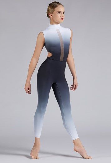 Ombre Sleeveless Cutout Unitard | Weissman® Contemporary Unitard Dance Costumes, Unitards Dance Costume, Dance Unitard Costumes, Unitard Dance Costume, Ombre Dance Costume, Dance Duet Costumes, Acro Costumes, Acro Dance Costumes, Unitard Costumes