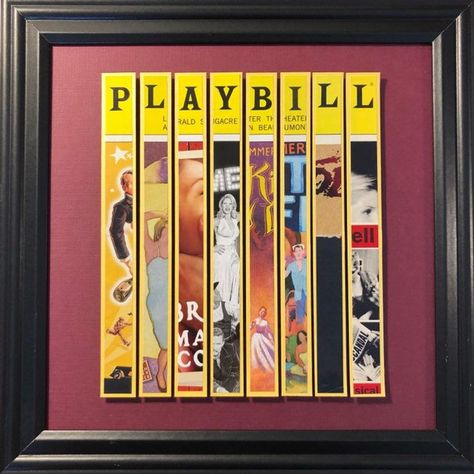 Playbill Decor, Playbill Display, Kelli O'hara, Broadway Theme, Broadway Party, Art Themed Party, Broadway Playbills, Basement Room, Home Cinema Room