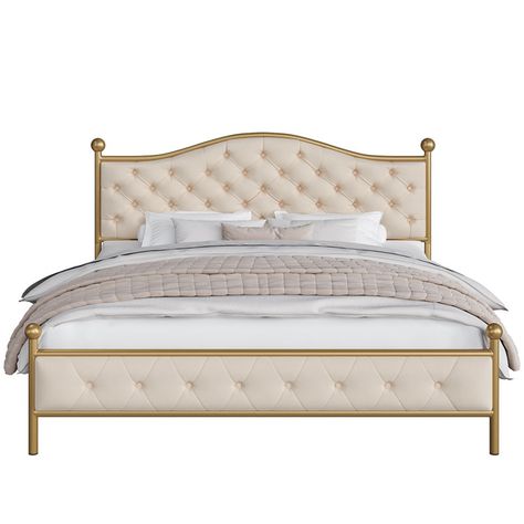 Willa Arlo Interiors Lysette Handmade Folded Button-tufted Upholstery Platform Bed & Reviews | Wayfair Tufted Upholstered Headboard, Velvet Upholstered Bed, Full Size Bed Frame, Full Bed Frame, King Size Bed Frame, Queen Size Bed Frames, King Bed Frame, Metal Platform Bed, Full Size Bed