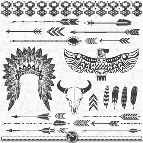 Tattoo Indien, Indian Tattoo Design, Indian Symbols, Native American Tattoo, Native Tattoos, Marquesan Tattoos, Western Tattoos, Native American Patterns, Hawaiian Tattoo