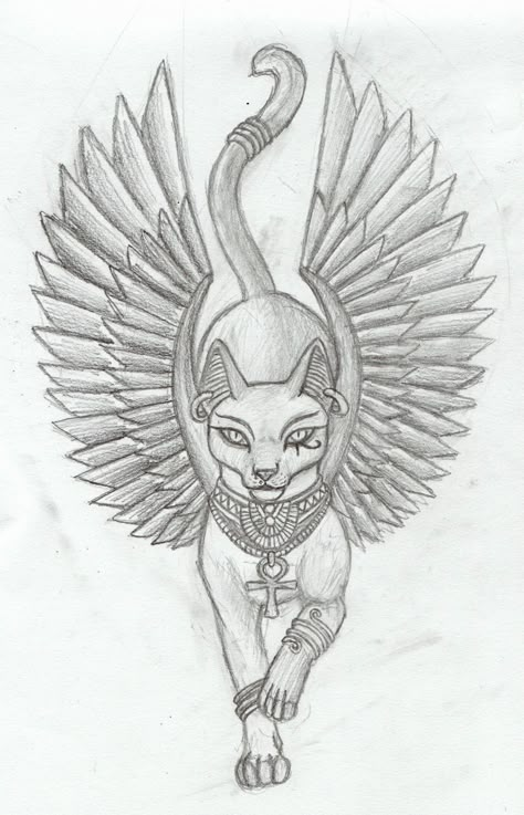 Bastet v1 tattoo by Tharanthiel.deviantart.com Bastet Tattoo, Egyptian Cat Tattoos, Tatoo 3d, Starověký Egypt, Tier Tattoo, Egypt Tattoo, Swallow Tattoo, Egyptian Cat, Egyptian Tattoo