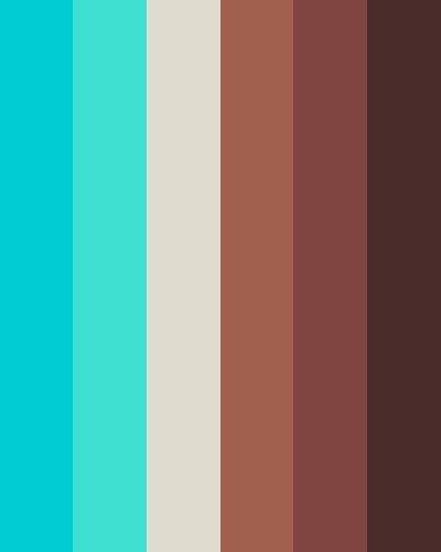 Turquoise and Brown Brown And Teal Color Palette, Teal Green Brown Color Palette, Turquoise And Brown Aesthetic, Turquoise Brown Color Palette, Brown And Turquoise, Turqiouse Color Palette, Aqua Color Palette, Blue Cafe, Hexadecimal Color