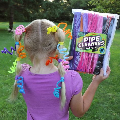 Crazy Hair Day Pipe Cleaners, Pipe Cleaner Hairstyles, Wacky Hairstyles, Crazy Party, Hairstyles Girl, Toddler Hairstyles, Craft Eyes, Wacky Hair Days, Toddler Hairstyles Girl