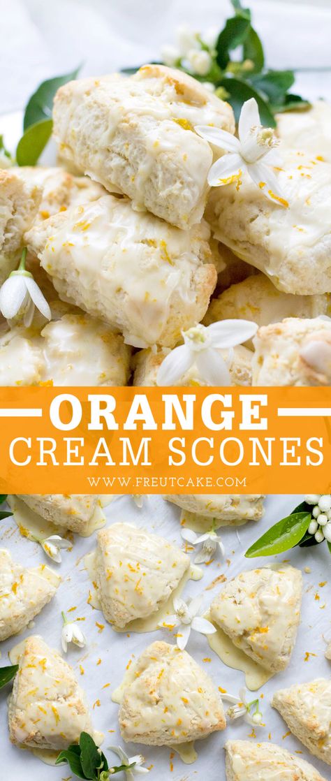 Orange Cream Scones, Scones Orange, Cream Scones Recipe, Scone Mix, Bread Sweet, Baked Breads, Scones Recipe Easy, Spring Baking, Homemade Scones