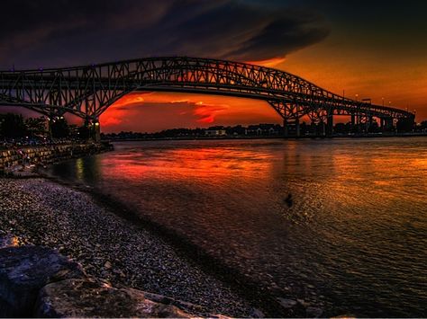 Sarnia Ontario Bluewater Bridge Sarnia Ontario, Going To University, O Canada, Sydney Harbour Bridge, Ontario Canada, Great Places, The Sky, Ontario, Places To Go