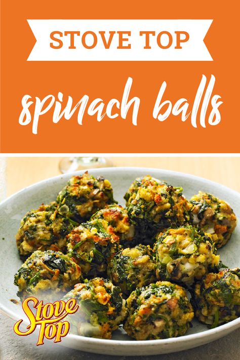 Stove Top Stuffing Appetizers, Stuffing Spinach Balls, Spinach Balls Made With Stove Top Stuffing, Spinach Stuffing Balls Recipe, Stove Top Appetizers, Spinach Stuffing Balls, Stuffing Balls With Stove Top, Spinach Balls With Stuffing Mix Recipe, Stove Top Stuffing Balls