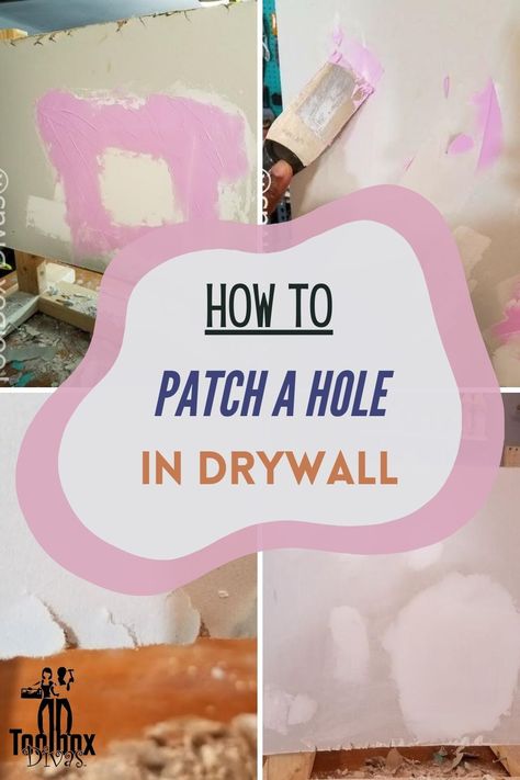 Picture this, you missed the stud when hanging a big piece of art now you have an unsightly hole in your wall. This how-to-patch a hole-in-drywall tutorial has the answers you need. Patch Drywall Hole, Fix Hole In Wall, Drywall Tape, How To Patch Drywall, Patch Hole, Drywall Repair, Dry Sand, Drywall Screws, Diy Projects On A Budget