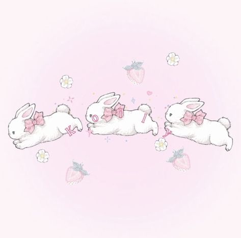 Cute Rabbits, Drawing Digital Art, Soft Pink Theme, Bunny Drawing, Drawing Digital, Soft Aesthetic, Pink Themes, Artist Drawing, Kawaii Wallpaper