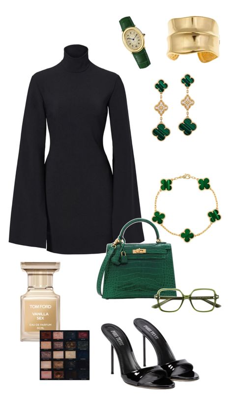 Black And Green Outfit Aesthetic, Dark Green Outfits, Coordinating Outfits, Green Outfit, Night Outfits, Elegant Outfit, Outfits Aesthetic, Dark Black, Dark Green