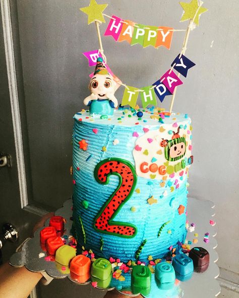 blue #cocomelon cake for 2nd Birthday. #cocomelonbirthdayparty #cocomelonpartyideas Cake For 2nd Birthday, Cocomelon Birthday Cake, Cocomelon Cake, Cocomelon Birthday, 2nd Birthday, Diaper Cake, Birthday Parties, Coco, Birthday Cake