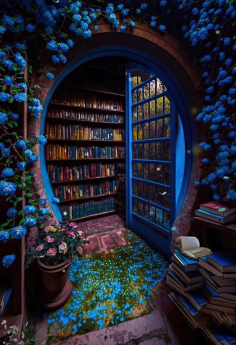 Purple Library, 8d Wallpaper, Ravenclaw Room, Fantasy Office, Fairy Office, Book Arch, Library Bedroom, Bookstore Cafe, Dream Library