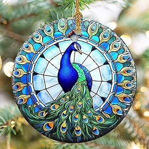 Peacock Christmas Decorations, Peacock Christmas Tree, Peacock Ornaments, Peacock Gifts, Peacock Christmas, Glass Christmas Decorations, Stained Glass Christmas, Unique Ornament, Christmas Ornament Crafts