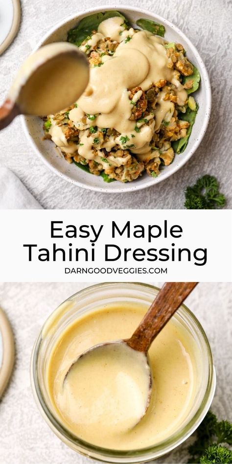 Maple Tahini Dressing, Oil Free Salad Dressing, Vegan Salad Dressing, Vegan Dressing, Salad Dressing Recipes Homemade, Vegan Sauces, Homemade Salads, Tahini Dressing, Vegan Salad