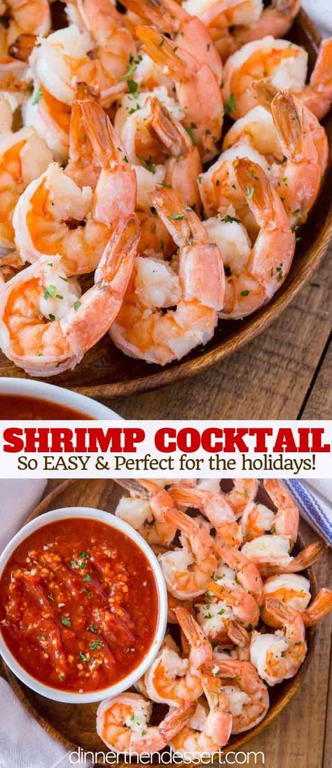 What Goes With Shrimp, Shrimp Cocktail Appetizers, American Appetizers, Poached Shrimp, Seafood Appetizers Easy, Appetizer Christmas, Holiday Appetizers Christmas, Homemade Cocktail Sauce, Cocktail Shrimp Recipes