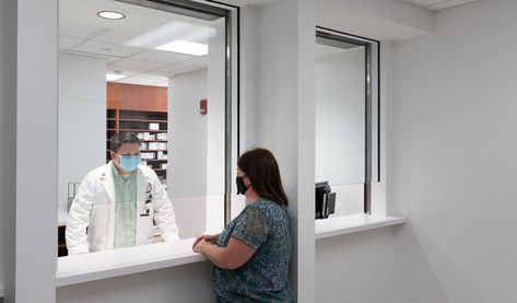 Richmond Medical Center Pharmacy Addition - University Hospitals | Designed by Hasenstab Architects | #InpatientPharmacy #RetailPharmacy #Compounding Pharmacy #USP797 #USP800 Hospital Pharmacy Design, Hospital Reception, Compounding Pharmacy, Radio Active, Hospital Pharmacy, Pathology Lab, Lab Design, Pharmacy Tech, Children Hospital