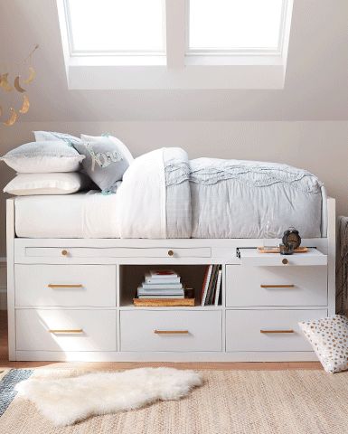 Storage bed Captains Bed, Boy’s Room, White Bed, Dekorasi Kamar Tidur, Bed With Drawers, Teen Bedding, Small Room Bedroom, Under Bed Storage