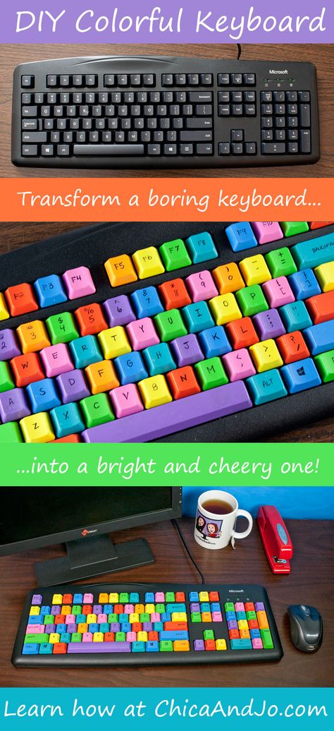 DIY Colorful Keyboard diy craft crafts diy ideas diy crafts fun crafts crafts for teens Colorful Keyboard, Bright Paint Colors, Computer Diy, Geek Crafts, Crafts For Teens, Diy Arts And Crafts, Diy Projects To Try, Cute Crafts, Cool Diy