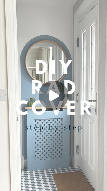 DEBORAH STUBBINGTON on Instagram: "DIY RADIATOR COVER Lots of you asked for more details on how we made the little cover for our entranceway small radiator which was part of my previous ad with @bandq_uk So here is a more detailed reel and below are the costs,  Frame wood - £13.41 Scrap bin mdf £2 Rest of mdf left from other projects Fretwork panel - free Wood for top £10 Linseed oil - £10 but used a capful  Primer - Zinsser primer I already had Paint - £20 only used small part of tub, some used on wall too *ad pr product  Sealed the paint in with wax I already had  Nail gun, jigsaw, glue & brushes etc all my own  . . . . #debscanDIYit #diyblogger #diyradiatorcover #radiatorcover #diytutorial #howimadeit #rented #rentedhome #rentalhomedecor #hallwaymakeover #budgetdiy" How To Make A Radiator Cover Diy, Diy Radiator Cover Easy, Water Heater Cover Ideas, Slim Radiator Cover, Hot Water Radiator Covers, Modern Radiator Cover With Storage, Water Heater Cover, Diy Radiator Cover, Painted Radiator