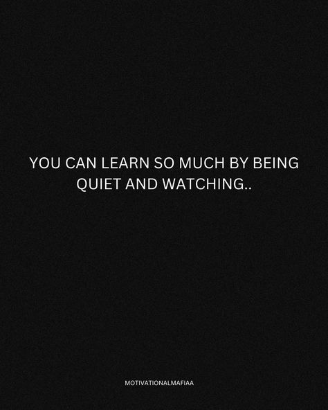 Being quiet and observing is a subtle yet profound way to learn. It's in the quiet moments that we notice the overlooked details and understand the world better. This silent vigilance teaches us about life's complexities and the beauty of its patterns. In stillness, wisdom emerges. Without our own chatter, we can truly listen and learn from the silent stories around us. It's through watching quietly that we gain insights and knowledge that words often fail to express. . . . Follow @motivatio... Being Quiet, Quiet Moments, The Quiet, Fails, To Learn, In This Moment, Beauty, Quick Saves