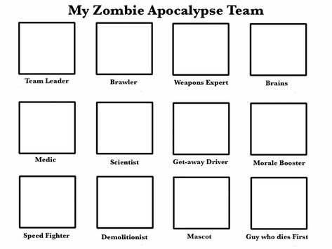 Zombie Apocalypse Quiz, Zombie Apocalypse Team, Zombie Apocalypse Party, Apocalypse Costume, Zombie Apocalypse Outfit, Apocalypse Survivor, Oc Template, Funny Charts, Character Sheet Template