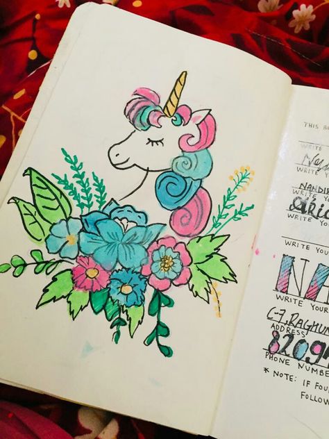 Wreck this journal . This book belongs to page. Introduction Page Unicorn . Wtj Unicorn Journal Ideas, This Diary Belongs To Page, Reading Bujo, Therapy Crafts, 2022 Journal, Introduction Page, Journal Elements, Bullet Journel, 2022 Planner