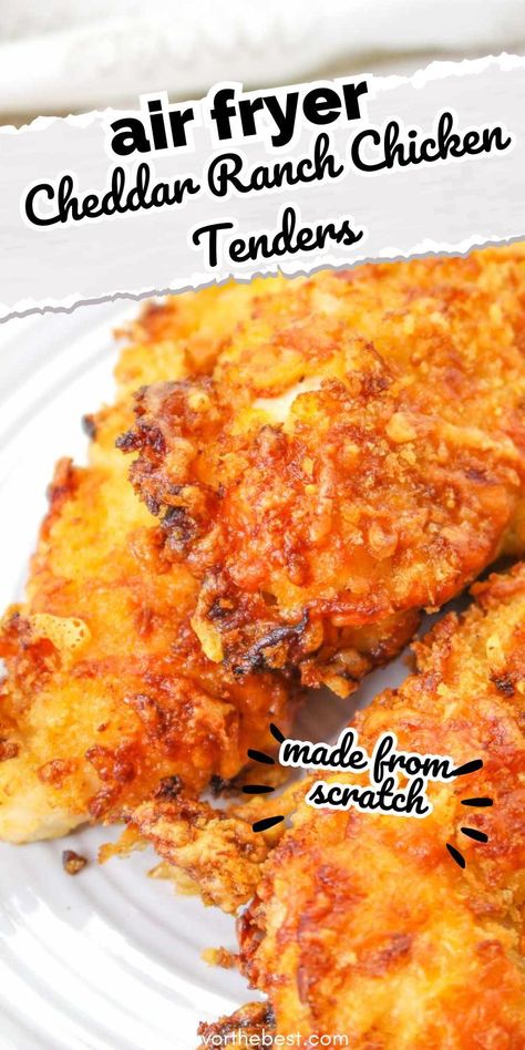 Craving juicy, flavorful chicken tenders without the mess and guilt of  deep-frying? Look no further than the magic of your air fryer! This  recipe for Air Fryer Cheddar Ranch Chicken Tenders takes classic ranch  chicken tenders to a whole new level of crispy perfection. Air Fryer Chicken Tender Recipes, Frozen Casserole Recipes, Chicken Tenders Air Fryer, Ranch Chicken Tenders, Cheddar Ranch Chicken, Chicken Airfryer, Tender Recipes, Recipe For Air Fryer, Chicken Meatball