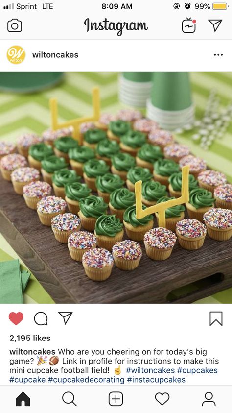 Football Birthday Dessert, Football Birthday Party Cupcakes, Football Birthday Snack Ideas, Football Cupcakes Ideas Boy Birthday, Mini Football Cupcakes, Football Party Cupcake Ideas, Super Bowl Bundt Cake, Diy Football Cupcakes, First Bday Football Theme