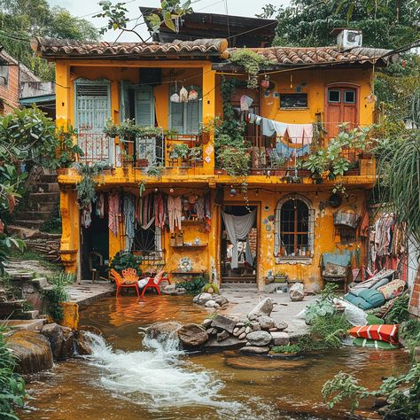 Hidden within the embrace of the jungle, a humble shack in South America stands as a testament to resilience and simplicity amidst nature's untamed beauty. #JungleShelter #SimpleLiving #ResilientLife #NatureEmbrace #SouthAmericanSecrets #Midjourney #GenerativeArt #DigitalArtists #AIArtwork #AI #AIhyperrealistic Latin America Interior Design, Central American Architecture, South America Architecture, South American House, South American Architecture, South America Aesthetic, Latin America Aesthetic, Latin American Architecture, Brazil Decor