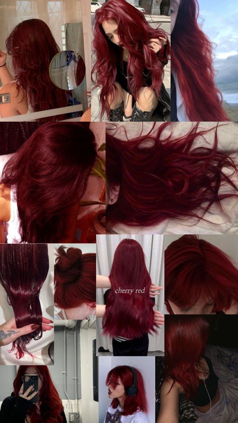 Types Of Red Hair Dye, Red Hair Color No Bleach, Red Hair Care Tips, Narcissa Malfoy Hair Red, Cherry Red Money Piece Hair, Red Hair With Pink Underneath, Blonde And Cherry Red Hair, Money Piece On Red Hair, Wavy Red Hair Dyed