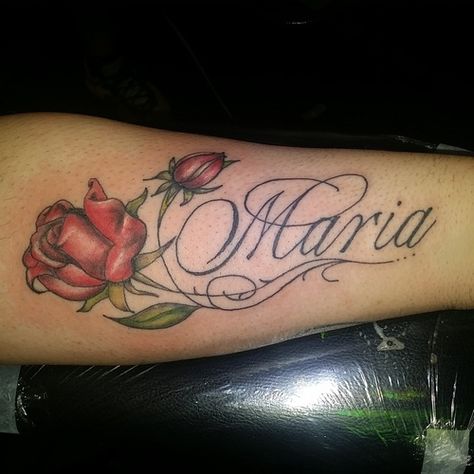 Maria Tattoo, Name Tattoo, Name Tattoos, Rose Tattoo, Fish Tattoos, Jesus Fish Tattoo, Tattoo Designs, Graffiti, Tattoos