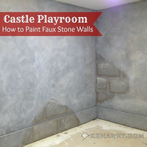 Castle Playroom Walls: How to Paint Faux Stone Walls - Kenarry.com Paint Faux Stone, Castle Playroom, Playroom Walls, Dnd Room, Castle Rooms, Faux Stone Walls, Boys Playroom, Bedroom Murals, Paint Wall