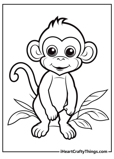 Monkey Outline, Monkey Coloring Pages, Bratz Coloring, Monkey Drawing, Tree Outline, Playground Ideas, Monkey Pictures, Meaningful Drawings