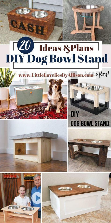 Elevated Dog Bowls Diy Ideas, Elevated Dog Bowls Diy, Raised Dog Bowls Diy, Dog Dish Stand, Dog Bowl Stand Diy, Dog Bowls Diy, Diy Dog Bowl Stand, Diy Dog Bowl, Wood Dog Bowl Stand