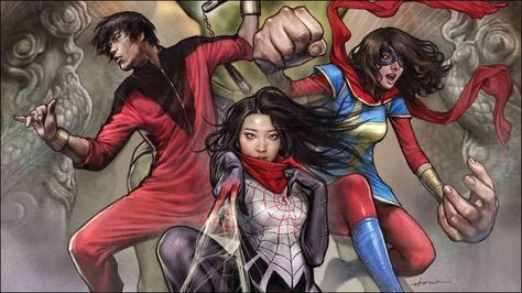 Greg Pak assembles Amadeus Cho, Ms. Marvel, Shang Chi, Silk and more in Totally Awesome Hulk #15. Foto Marvel, Asian Superhero, Asian Superheroes, Amadeus Cho, Silk Cindy Moon, New Hulk, Cindy Moon, Silk Marvel, Wallpaper Marvel