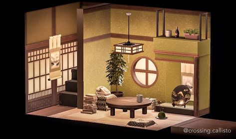 Acnh Asian Style House, Animal Crossing Traditional Japanese, Acnh Japanese Living Room, Acnh Shino House Interior, Acnh Japanese House Interior, Acnh Japanese Room, Acnh Small Room Ideas, Acnh Shino House, Acnh Japanese Interior