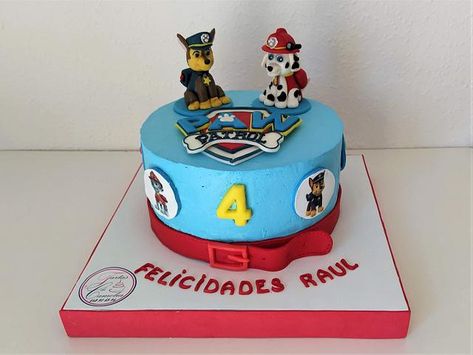 CHASE AND MARSHALL CAKE by Camelia Chase Birthday Cake, Paw Patrol Chase Cake, Chase And Marshall, Birthday Cake Pinterest, 5th Birthday Cake, Puppy Cake, 40th Birthday Decorations, Paw Patrol Birthday Party, Themed Birthday Cakes