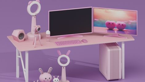 Pink SnootySims Stream Set | Patreon Streaming Setup, Sims 4 Expansions, Sims House, Sims 4 Custom Content, Cute Pink, Sims 4, Pink