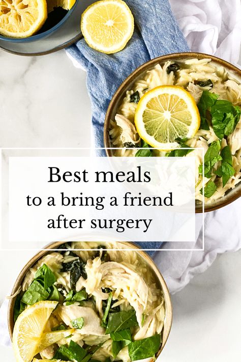 The best meals to bring a friend after surgery. Healthy and easy meals to bring someone in need covering dietary restrictions and precautions. Instant Pot Lemon Orzo, Instant Pot Lemon Chicken, Best Instapot Recipes, Lemon Chicken Orzo, Lemon Orzo, Homemade Chicken Soup, Orzo Soup, Recovery Food, Chicken Orzo Soup