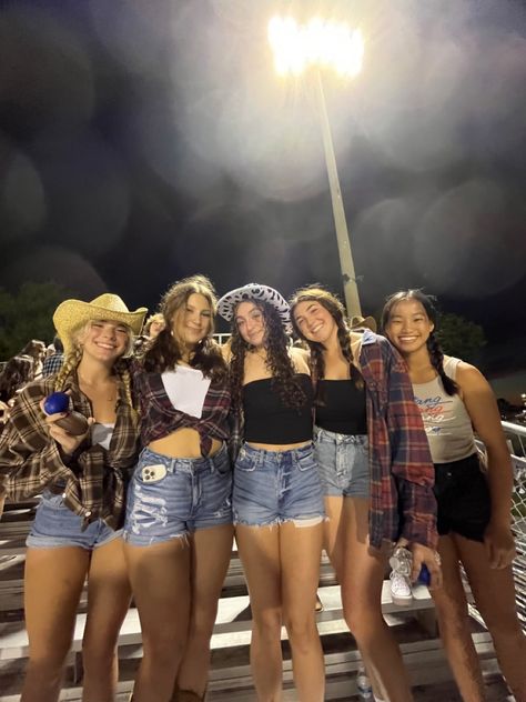 western night for football game! Cowboy Football Theme Outfit, Country Night Football Game Theme, Western Fb Game, Western Night Football Game, Rodeo Football Theme Outfits, Western Outfits Football Games, Cowgirl Football Game Outfit, Wild West Football Theme Outfit, Western Football Game Outfits