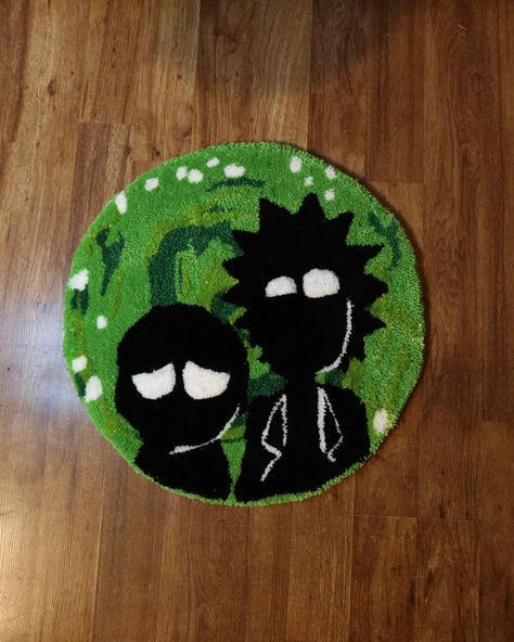 Dive into the interdimensional chaos with this handcrafted Rick and Morty-inspired rug features a mind-bending portal design that adds a touch of eccentricity to your space. + Portal to Comfort: Embark on a journey of relaxation with this 2ft x 1.8ft rug, where the plush material meets the wacky charm of your favorite animated duo. It's not just a rug; it's a portal to unwind in style. Rug Care - Carefully vacuum over your Tuftly Made rug - DO NOT place rug in washer or  BE ADVISED: My rug creations are crafted with the intention in bringing delightful decrotive flare to your home or office. It is recommended keeping it in a low traffic enviroment. Family Guy Rug, Rick And Morty Rug, Space Portal, Place Rug, Portal Design, Bullet Journal Ideas Templates, Bathroom Decor Apartment, Rick And Morty, Cool Rugs