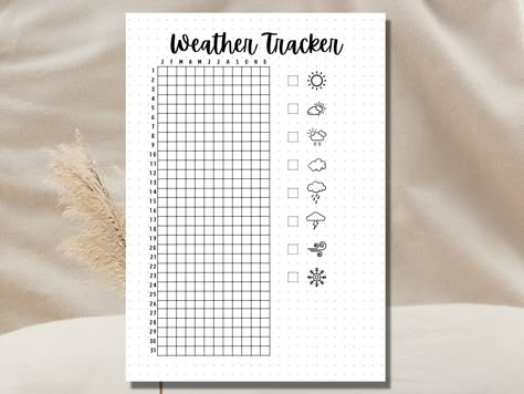 Weather Tracker A5 Journal Page Printable Tracker Yearly Weather Tracker Mood Tracker Daily Tracker - Etsy Australia Weather Tracker Printable, Journal Page Printable, Bullet Journal Layout Templates, Weather Tracker, Daily Tracker, Printable Tracker, Journal Pages Printable, Bullet Journal Ideas Templates, Bullet Journal Mood Tracker Ideas