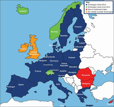 Schengen & Non-Schengen Countries Belgium Germany, List Of Countries, Country Maps, Republic Of Ireland, Spain And Portugal, European Countries, Scandinavia, Hungary, Romania