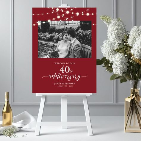 Ruby Themed Anniversary Party, 40th Ruby Anniversary Party Ideas, 40th Anniversary Decor, Ruby Party Decorations, 40th Wedding Anniversary Party Ideas Ruby Red, Ruby Wedding Anniversary Decorations, Red Anniversary Decorations, 40 Wedding Anniversary Ideas, Ruby Anniversary Party Ideas