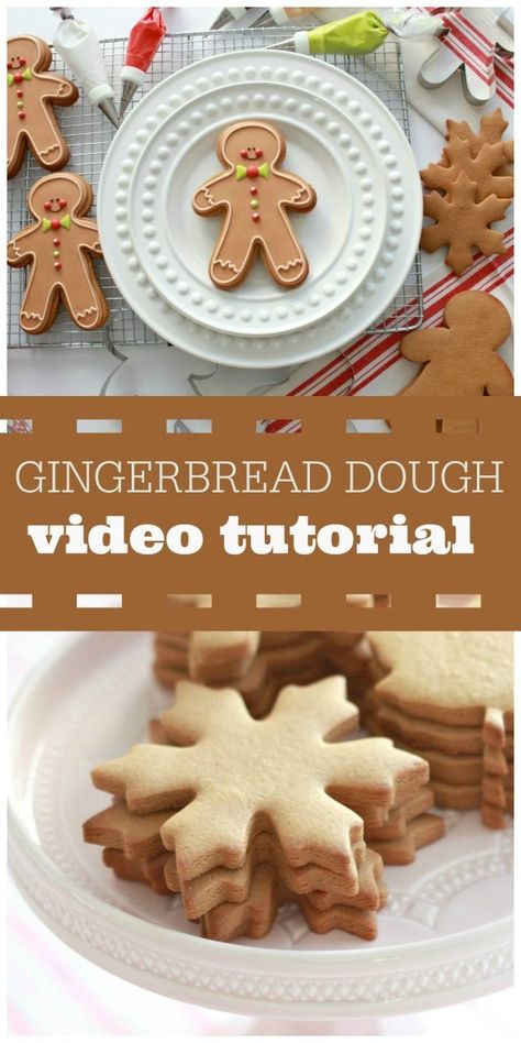 gingerbread-cut-out-cookie-and-gingerbread-man-video-tutorial Decorate Gingerbread Men, Cookies Dough Recipe, Gingerbread Dough Recipe, Gingerbread Girl Cookie, Cookies Dough, Gingerbread Dough, How To Make Gingerbread, Cut Out Cookie Recipe, Ginger Bread Cookies Recipe