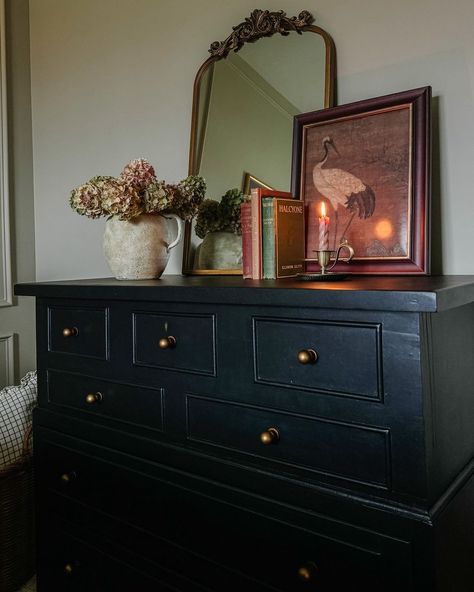 Home Inspiration and DIY by Theresa (@theresachristinehome) • Instagram photos and videos Moody Dresser Styling, Moody Dresser Decor, Decorate Top Of Dresser, Moody Dresser, Top Of Dresser Decor, Decor Dresser Top, Moody Neutrals, Dresser Top Decor, Top Of Dresser